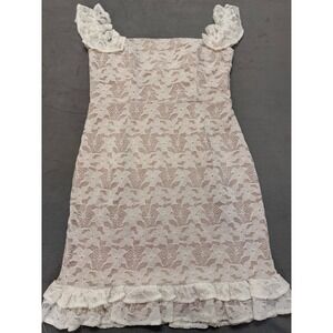 Selfie Leslie White Lace Ruffle Off Shoulder Dress Formal Event Party